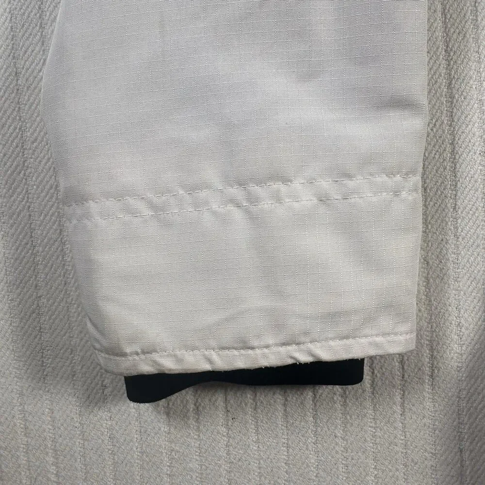 Hollister Mens All Weather Jacket Size M White Black Hooded Windbreaker Coat